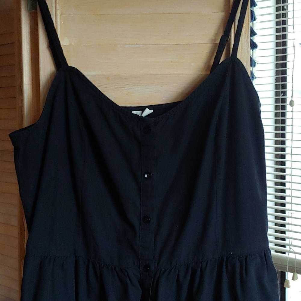 TREASURE&BOND Black Button Front Midi Dress